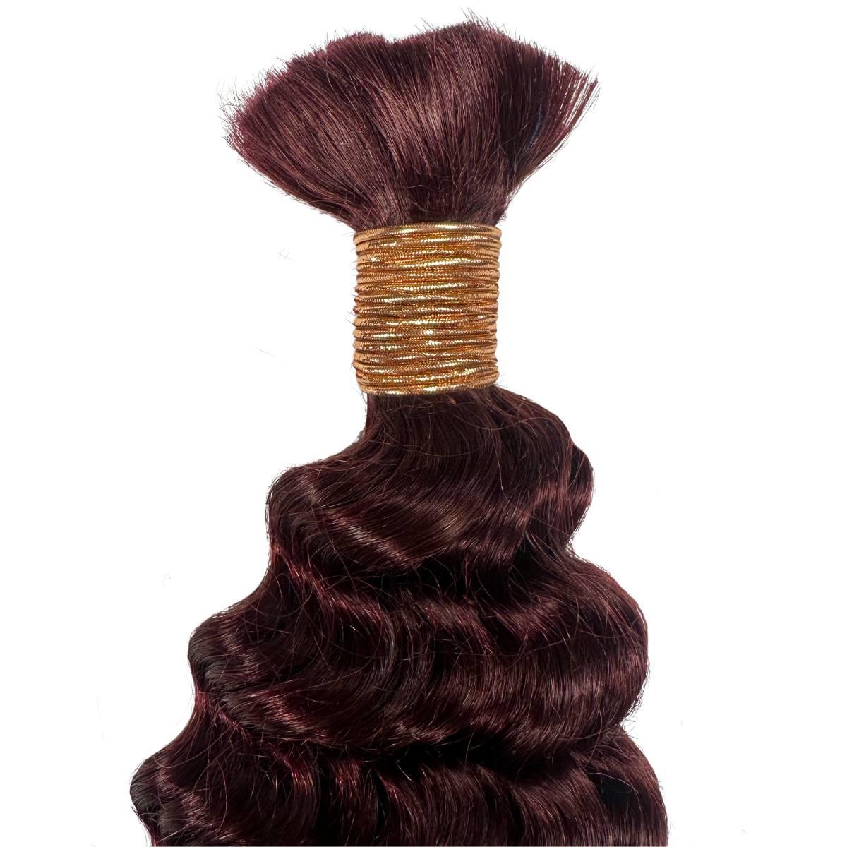 Burgundy Deep Wave Color Bulk Human Braiding Hair