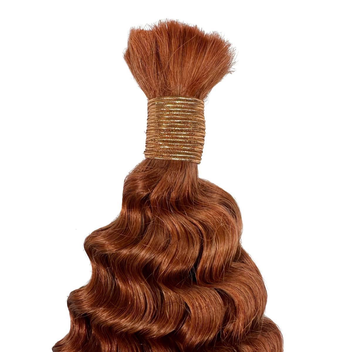 Copper Deep Wave Color Bulk Human Braiding Hair