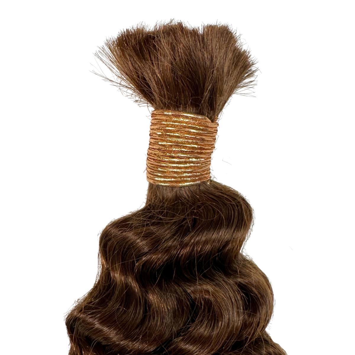Medium Brown Deep Wave Color Bulk Human Braiding Hair