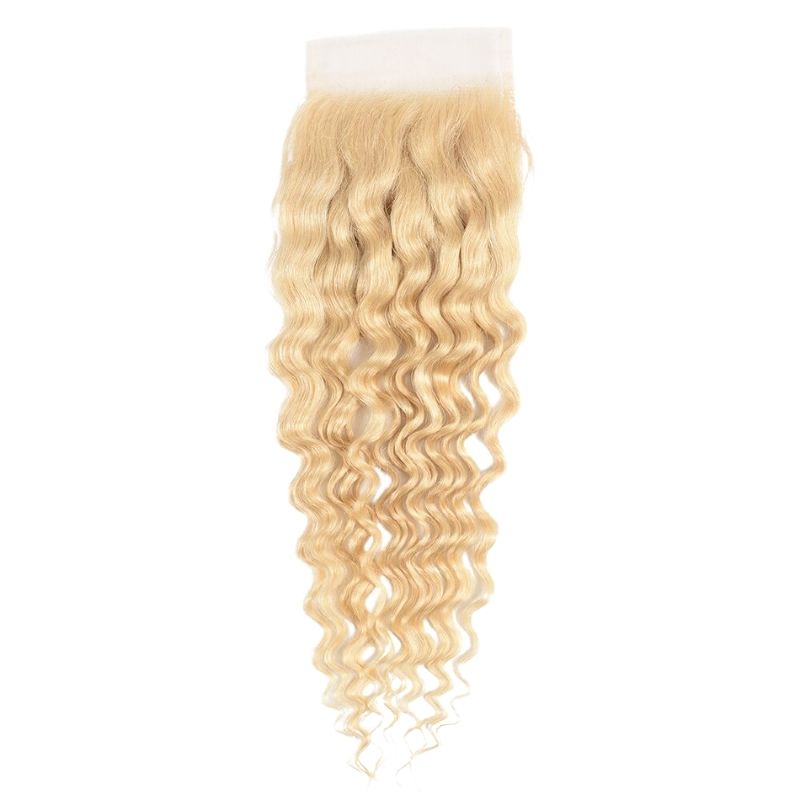 4x4 Transparent Blonde Deep Wave Closure